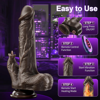 Thrusting Realistic Dildo Sex Toys, Thick Dildo Licking Vibrator with 3 Thrusting & 10 Vibranting & Heating Licking Modes, Realistic Adult Sex Toys with Strong Suction Cup for Women & Couples & Man