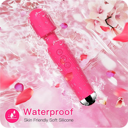 Rechargeable Wand Vibrator with 20 Stimulating Modes & 8 Powerful Speeds - Adult Sex Toys for Couple Waterproof Wands for Adults in Safe Silicone - Quiet Small & Slim Vibrating Magic Wand