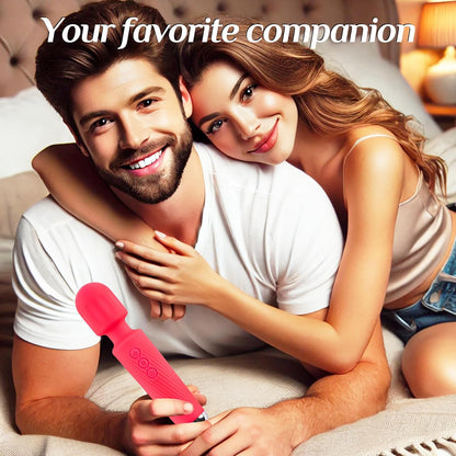 Rechargeable Wand Vibrator with 20 Stimulating Modes & 8 Powerful Speeds - Adult Sex Toys for Couple Waterproof Wands for Adults in Safe Silicone - Quiet Small & Slim Vibrating Magic Wand