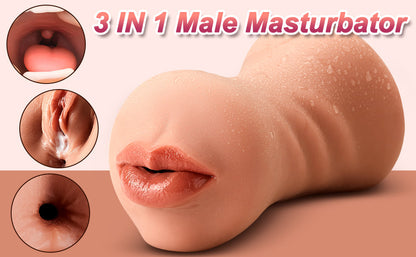 3 in 1 Male Masturbator Realistic Stroker Cup TPE Soft Washable Adult Toy Discreet
