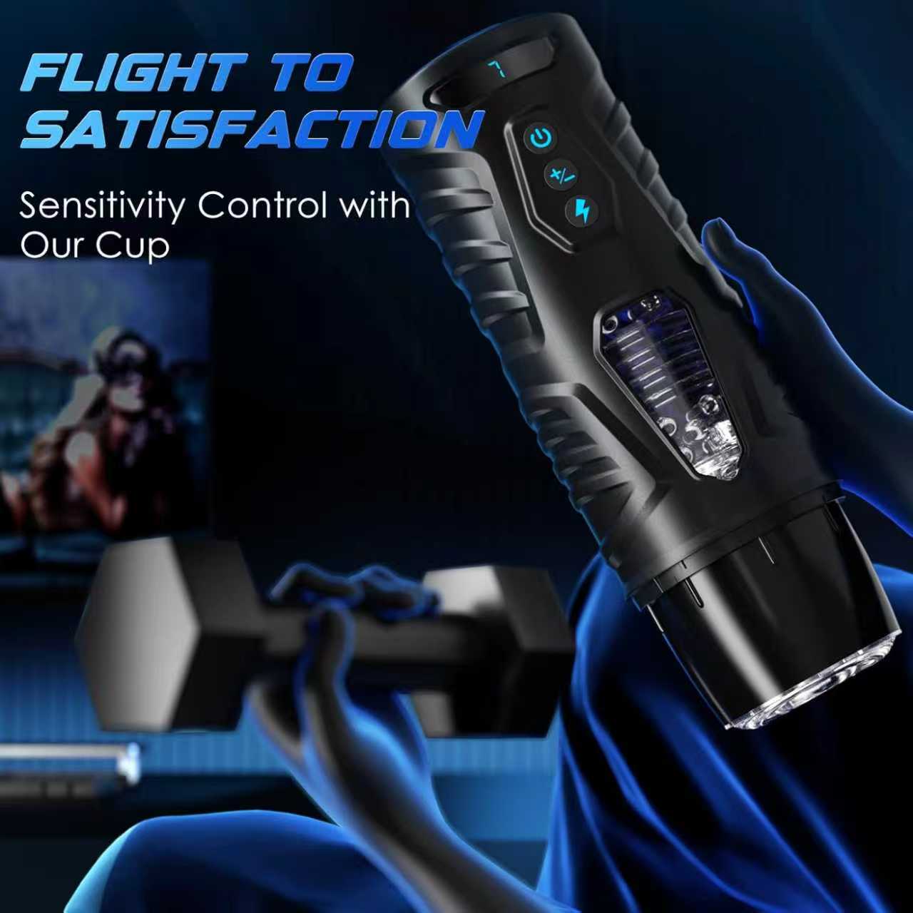 Rechargeable Male Personal Massager Cup Thrusting Rotating 7 Modes Suction Base