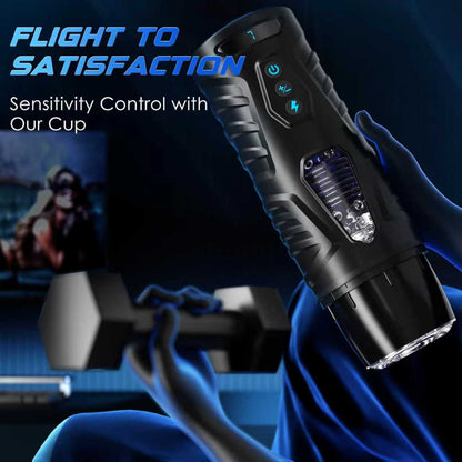 Rechargeable Male Personal Massager Cup Thrusting Rotating 7 Modes Suction Base