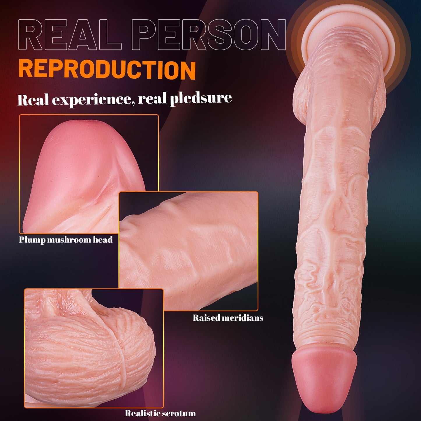 12" Realistic Dildo with Suction Cup Base | Soft Silicone Feel | Easy Clean Adult Toy