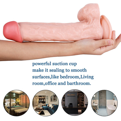 Realistic Suction Cup Dildo 12" Flexible Soft Silicone Waterproof Adult Toy