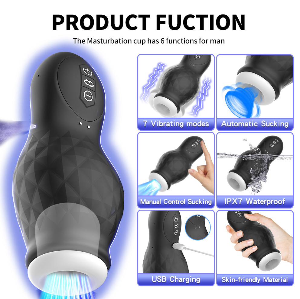 Automatic Sucking Male Sex Toys for Men – Masturbator Ultra Automatic Male Masturbator 7 Vibration & 7 Sucking Modes Realistic 3D Internal Texture for Penis Stimulation Massager with Suction Base