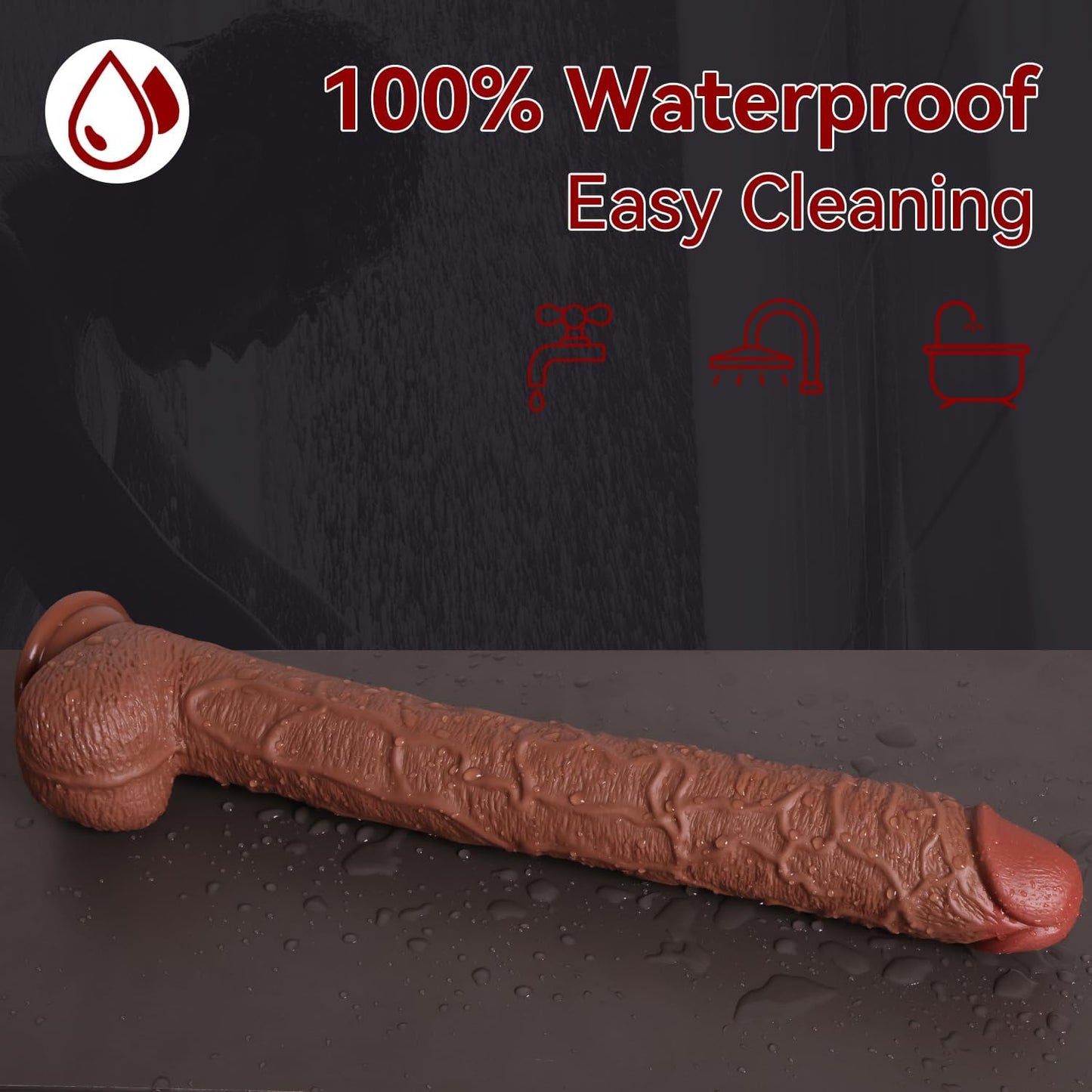 17 Inch Huge Thick Dildo, Realistic Big Dildo with Full Shaped Balls, Dual Density Silicone Dildos with Suction Cup and Soft Flexible Shaft, Monster Dildo G Spot Penis Adult Sex Toys for Women