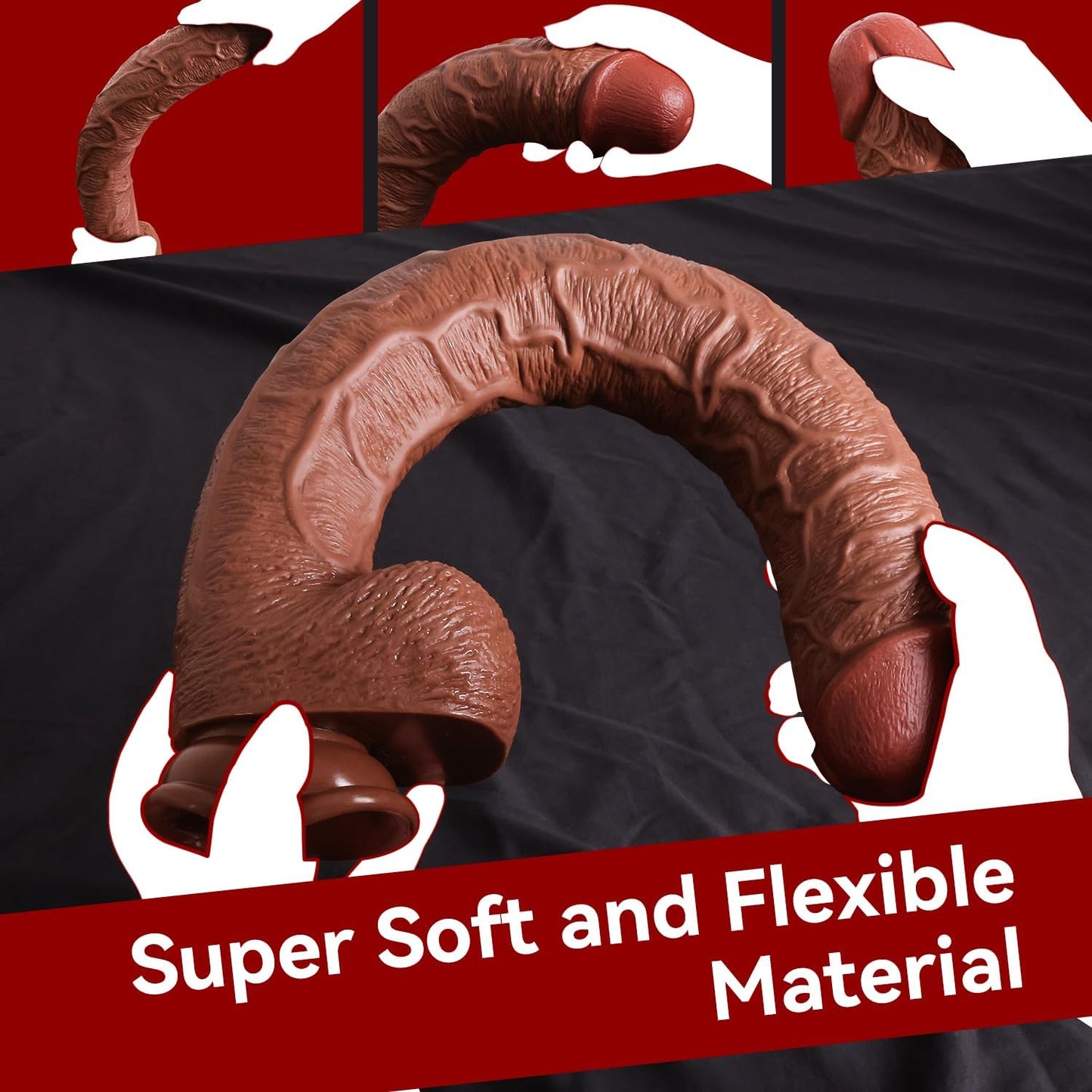 17 Inch Huge Thick Dildo, Realistic Big Dildo with Full Shaped Balls, Dual Density Silicone Dildos with Suction Cup and Soft Flexible Shaft, Monster Dildo G Spot Penis Adult Sex Toys for Women