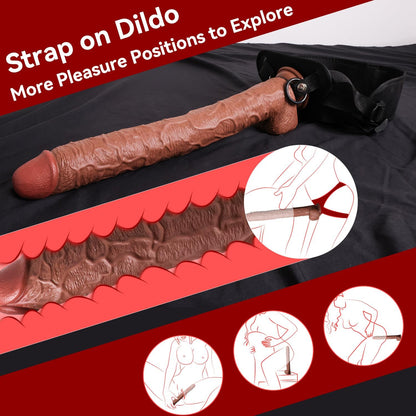 17 Inch Huge Thick Dildo, Realistic Big Dildo with Full Shaped Balls, Dual Density Silicone Dildos with Suction Cup and Soft Flexible Shaft, Monster Dildo G Spot Penis Adult Sex Toys for Women