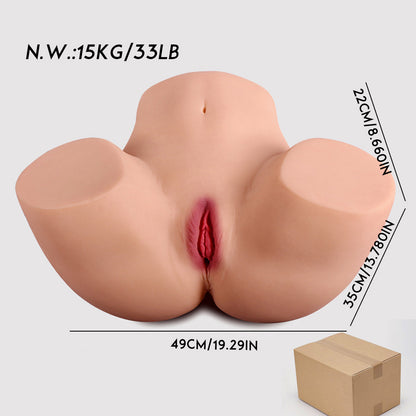 Sex Doll Pocket Pussies for Men Male Masturbator Realistic Adult Sex Toys for Men, Flesh 33LB Stroker Ass 3D Soft Butt Light with Vagina and Anal Channel for Several Sex Positions