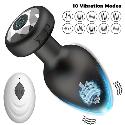 Remote Control Vibrating Butt Plug 10 Modes | Wireless Anal Massager, USB Rechargeable Body-Safe Silicone, Waterproof Quiet, Discreet Anal Sex Toy for Men & Women Adult