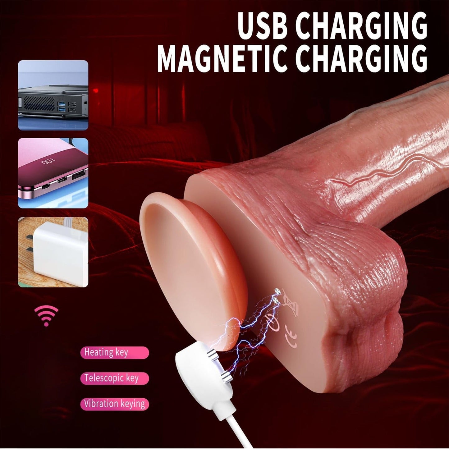 Realistic Vibrating Dildo Suction Cup Remote Control Warming 42°C USB Rechargeable