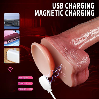 Realistic Vibrating Dildo Suction Cup Remote Control Warming 42°C USB Rechargeable