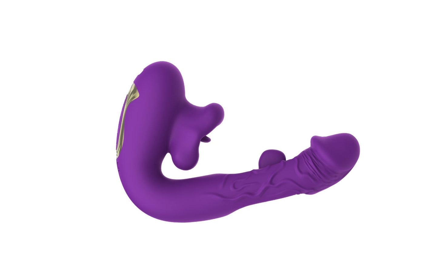 3 in 1 Rechargeable Personal Massager Suction Thrust Vibration Waterproof Purple
