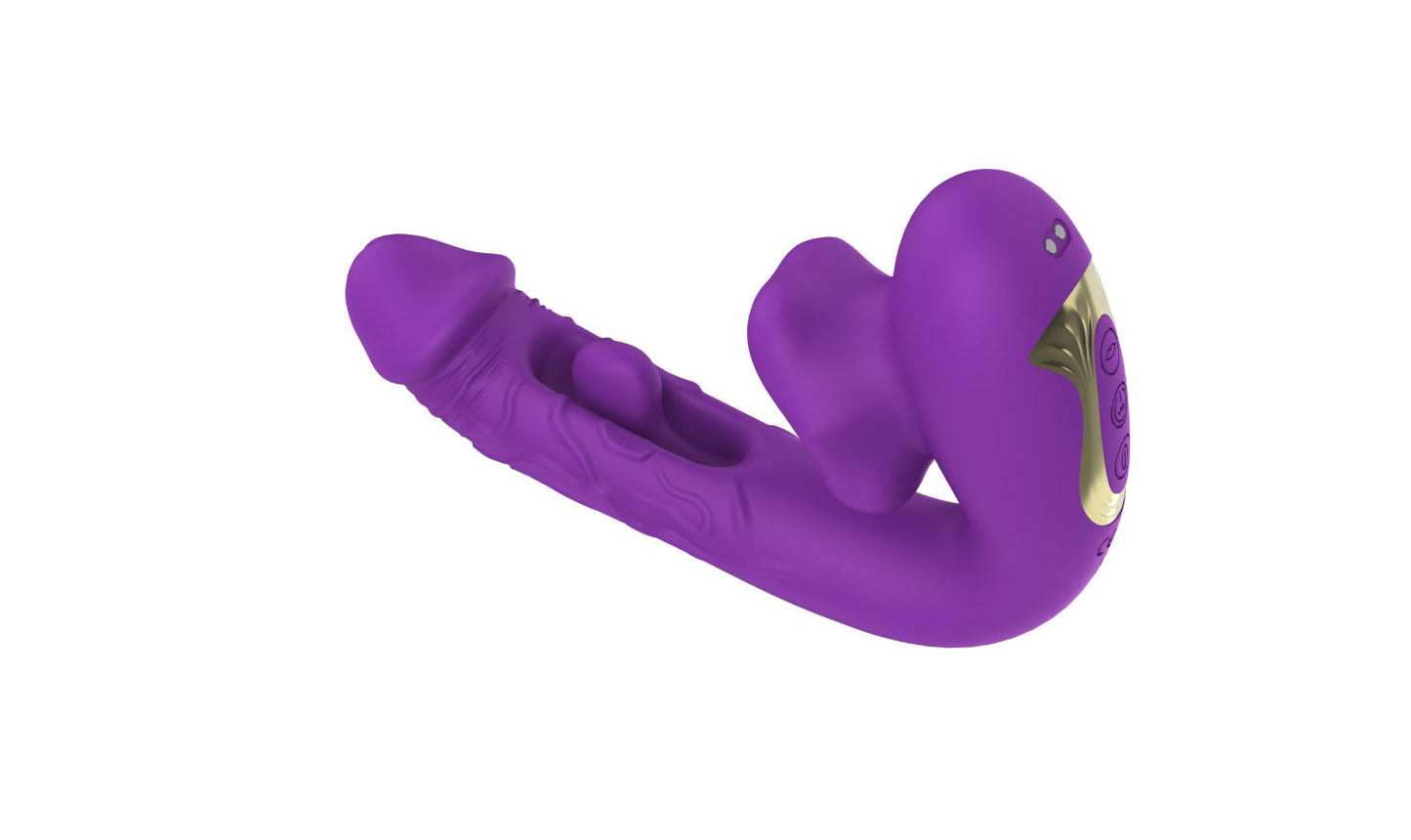 3 in 1 Rechargeable Personal Massager Suction Thrust Vibration Waterproof Purple