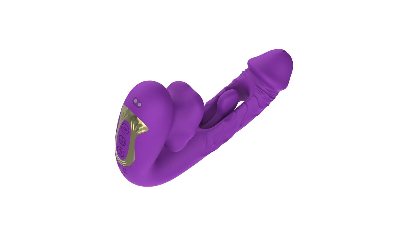 3 in 1 Rechargeable Personal Massager Suction Thrust Vibration Waterproof Purple