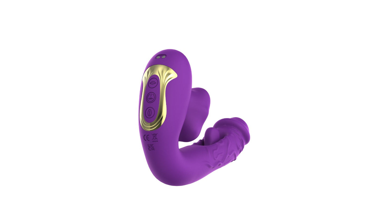 3 in 1 Rechargeable Personal Massager Suction Thrust Vibration Waterproof Purple