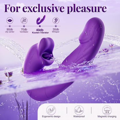 3 in 1 Rechargeable Personal Massager Suction Thrust Vibration Waterproof Purple