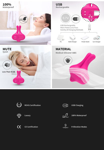 Remote Control Vibrating Nipple Clamps 10 Modes - Wireless Adjustable Adult Toy, Discreet Stimulator for Couples or Solo Use, Vibrating Breast Nipple Pleasure Device - Purple