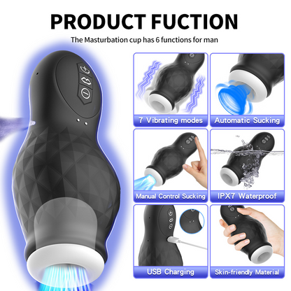 Automatic Sucking Male Sex Toys for Men – Masturbator Ultra Automatic Male Masturbator 7 Vibration & 7 Sucking Modes Realistic 3D Internal Texture for Penis Stimulation Massager with Suction Base