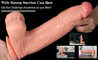 13 Inch Extra Thick Realistic Dildo with Strong Suction Cup Base, Large Adult Toy for Hands-Free Use, 9.88 Inch Insertable Length, Heavyweight 1500g Design, Flesh Tone
