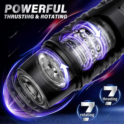 Rechargeable Male Personal Massager Cup Thrusting Rotating 7 Modes Suction Base