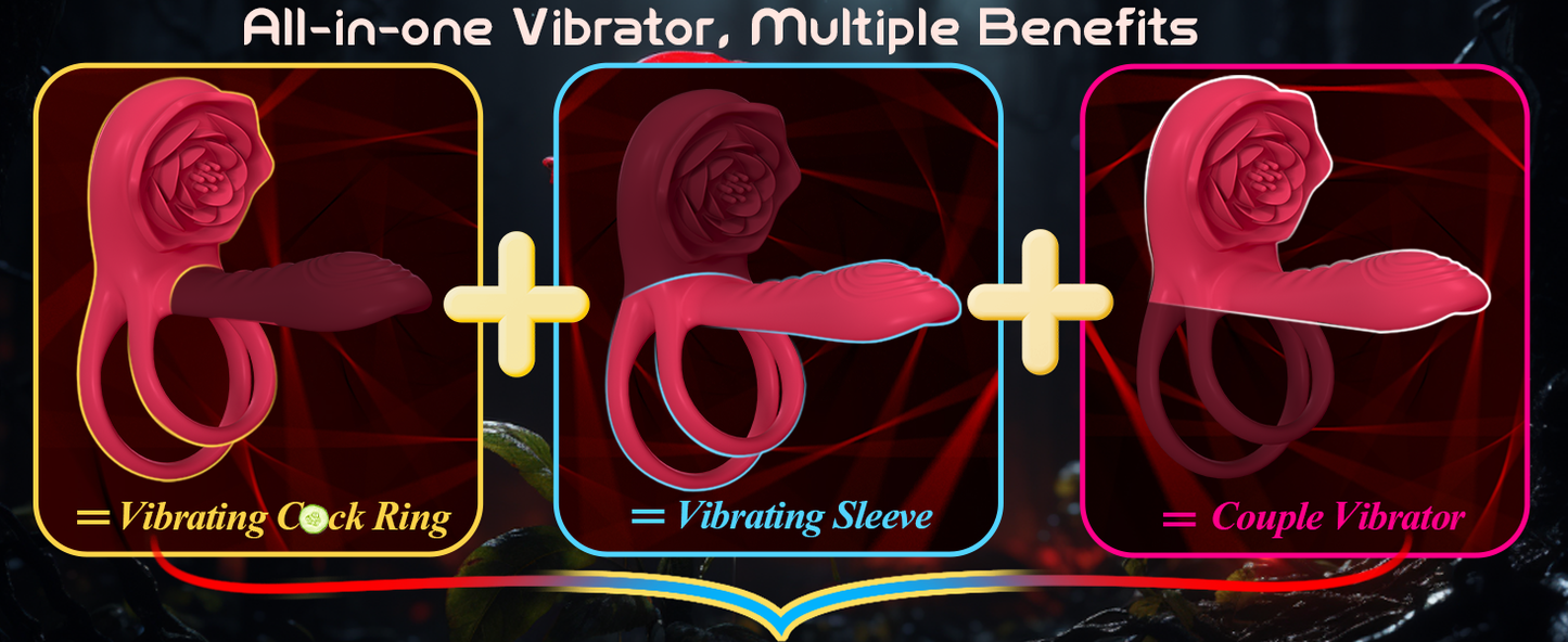 Cock Ring Vibrating for Couples – App Controlled Vibrating Cock Ring with Clitoral Stimulator, Dual Ring Silicone, 9 Modes, Waterproof, Rechargeable Vibrator Ring
