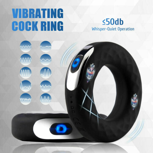 10 Mode Vibrating Cock Ring USB Rechargeable Couples Silicone Waterproof Quiet <50dB