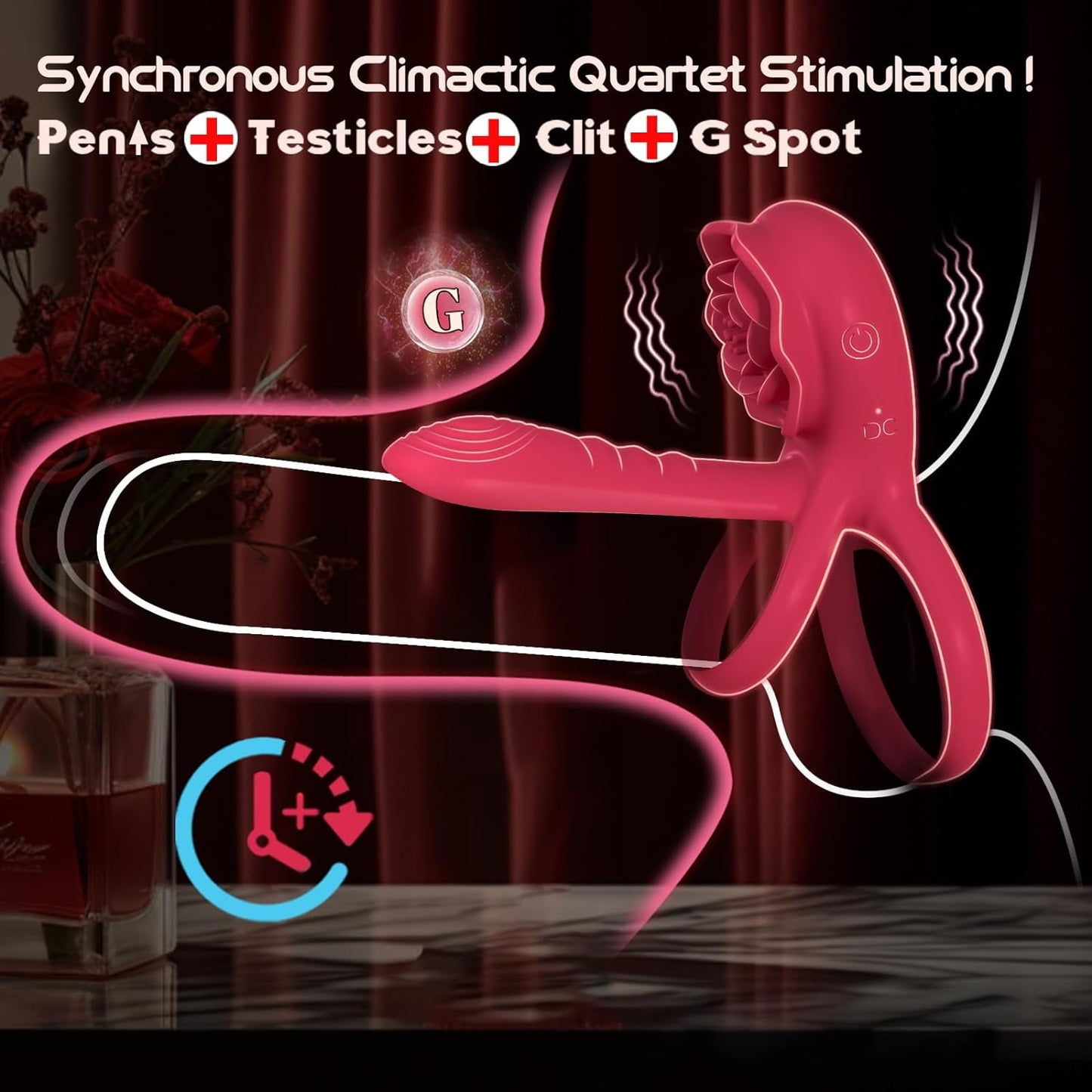 Cock Ring Vibrating for Couples – App Controlled Vibrating Cock Ring with Clitoral Stimulator, Dual Ring Silicone, 9 Modes, Waterproof, Rechargeable Vibrator Ring