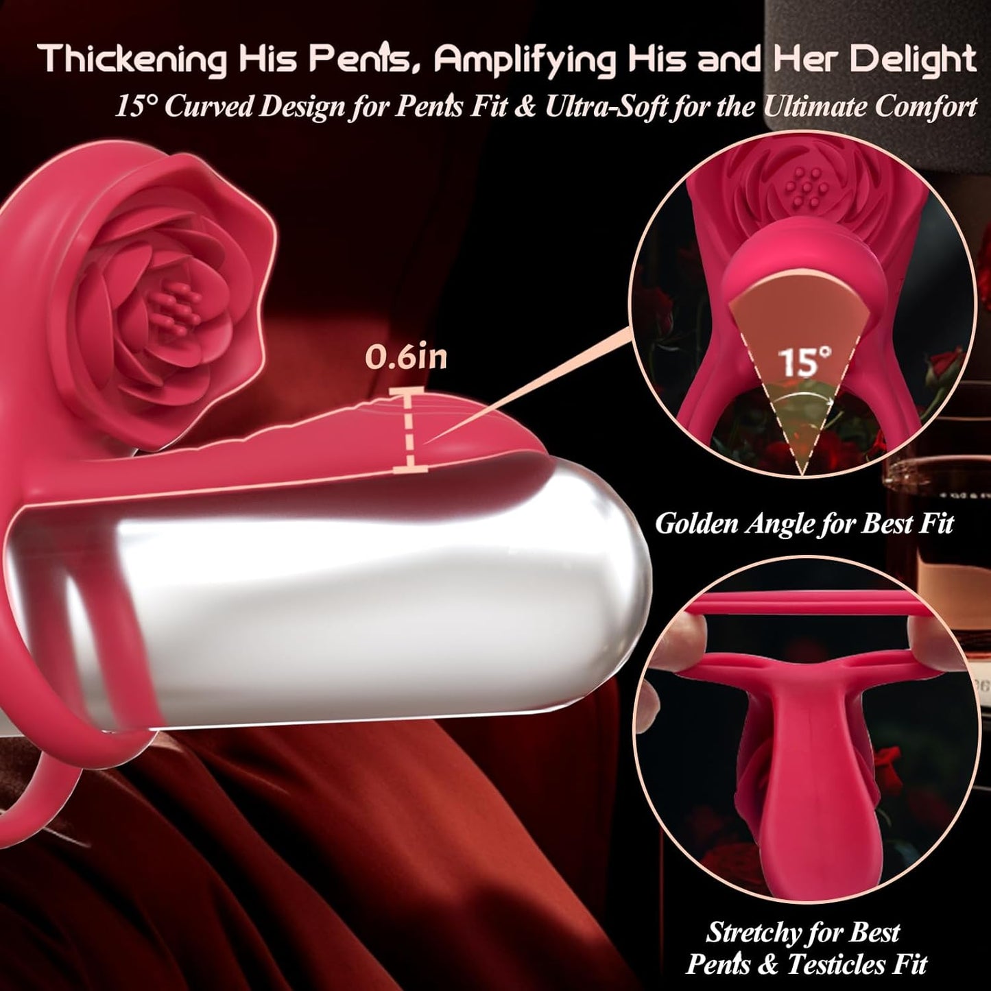 Cock Ring Vibrating for Couples – App Controlled Vibrating Cock Ring with Clitoral Stimulator, Dual Ring Silicone, 9 Modes, Waterproof, Rechargeable Vibrator Ring