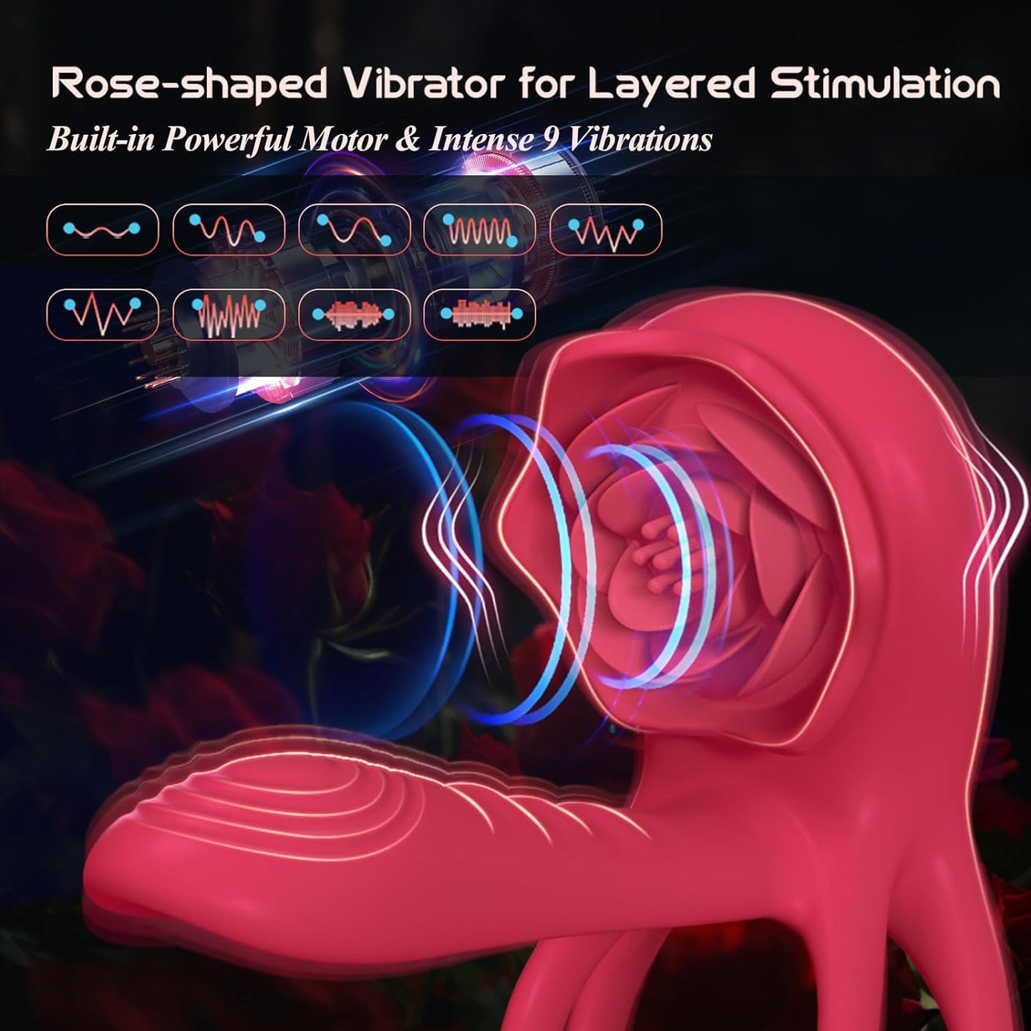Cock Ring Vibrating for Couples – App Controlled Vibrating Cock Ring with Clitoral Stimulator, Dual Ring Silicone, 9 Modes, Waterproof, Rechargeable Vibrator Ring