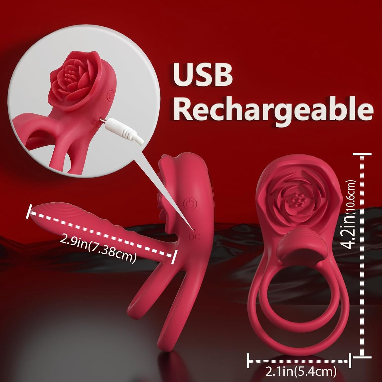 Cock Ring Vibrating for Couples – App Controlled Vibrating Cock Ring with Clitoral Stimulator, Dual Ring Silicone, 9 Modes, Waterproof, Rechargeable Vibrator Ring