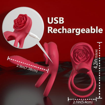 Cock Ring Vibrating for Couples – App Controlled Vibrating Cock Ring with Clitoral Stimulator, Dual Ring Silicone, 9 Modes, Waterproof, Rechargeable Vibrator Ring