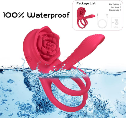 Cock Ring Vibrating for Couples – App Controlled Vibrating Cock Ring with Clitoral Stimulator, Dual Ring Silicone, 9 Modes, Waterproof, Rechargeable Vibrator Ring
