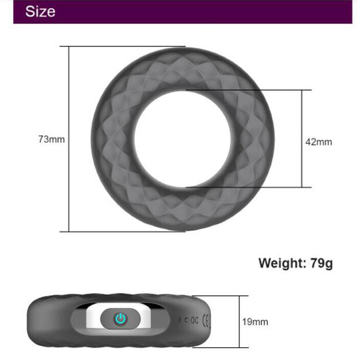 10 Mode Vibrating Cock Ring USB Rechargeable Couples Silicone Waterproof Quiet <50dB