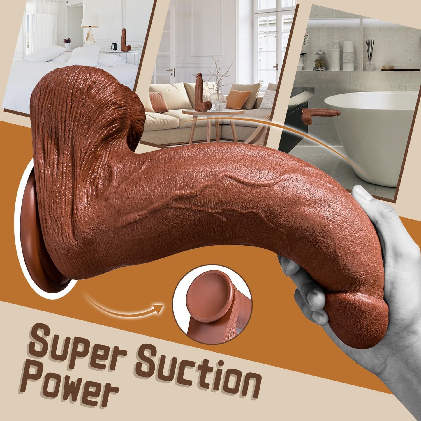 13 inch Huge Dildo for Men Women, 3.1'' Diameter Anal Big Thick Dildos with Strong Suction Cup Adult G-spot Fake Penis with Small Glans for Male Female Adult Toys & Game