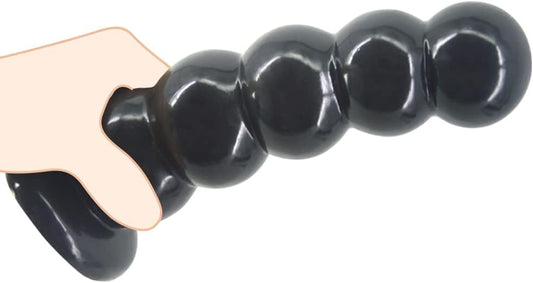 Adult Silicone Anal Trainer Plug with Suction Base – Graduated Bead Design – 7.8in