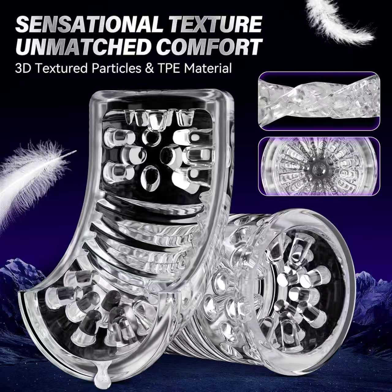 Rechargeable Male Personal Massager Cup Thrusting Rotating 7 Modes Suction Base
