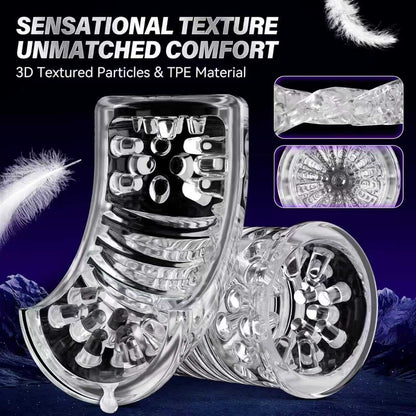 Rechargeable Male Personal Massager Cup Thrusting Rotating 7 Modes Suction Base
