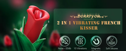 Vibrator Adult Sex Toys for Women - Mouth Sucking, Licking for Women, Adults Toy with 5 Vibration + 10 Kissing Modes Nipple Adult Toys, Anal Clit Nipple Vibrators Female Couples Sex Toys