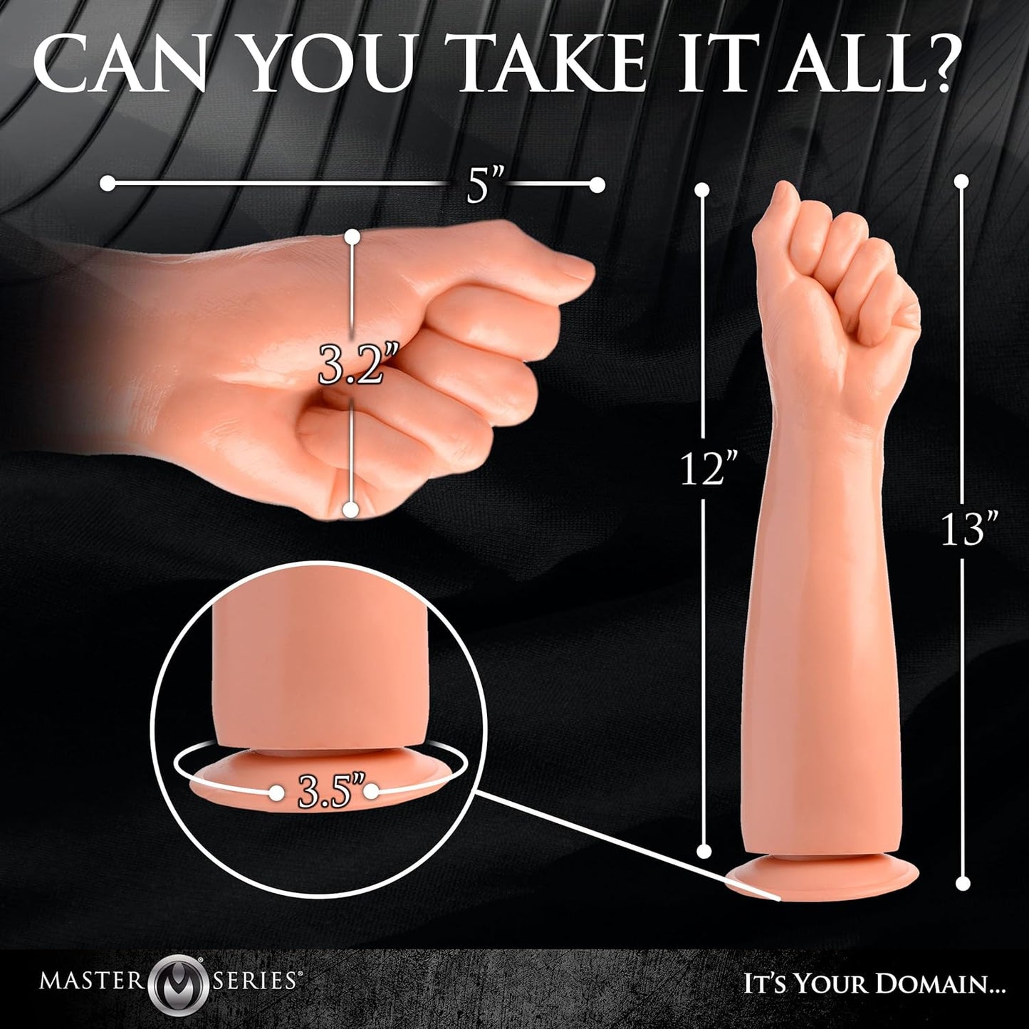 30 cm Large Silicone Hand & Forearm Adult Toy with Strong Suction Cup Base, Life-Size Realistic Design, Wide Knuckle Shape, Body-Safe Flexible Material, Discreet Packaging