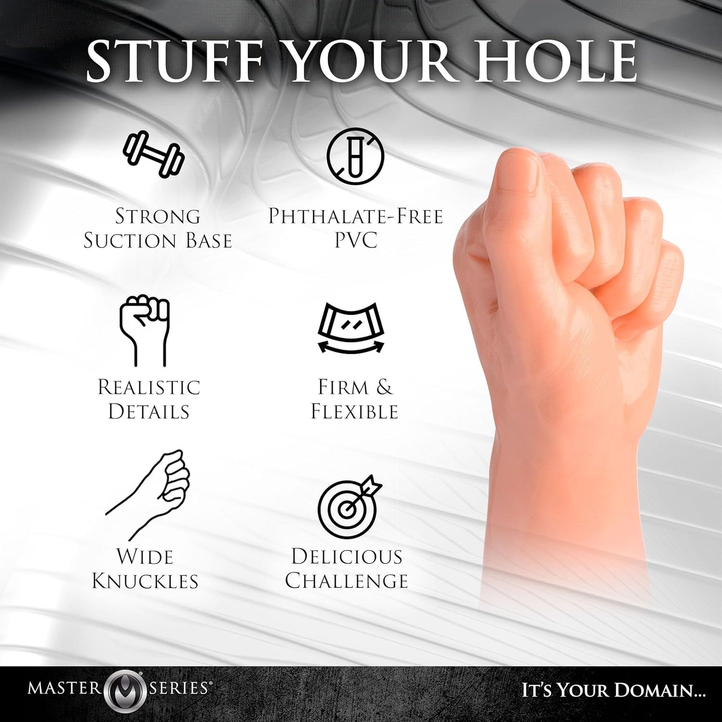 30 cm Large Silicone Hand & Forearm Adult Toy with Strong Suction Cup Base, Life-Size Realistic Design, Wide Knuckle Shape, Body-Safe Flexible Material, Discreet Packaging