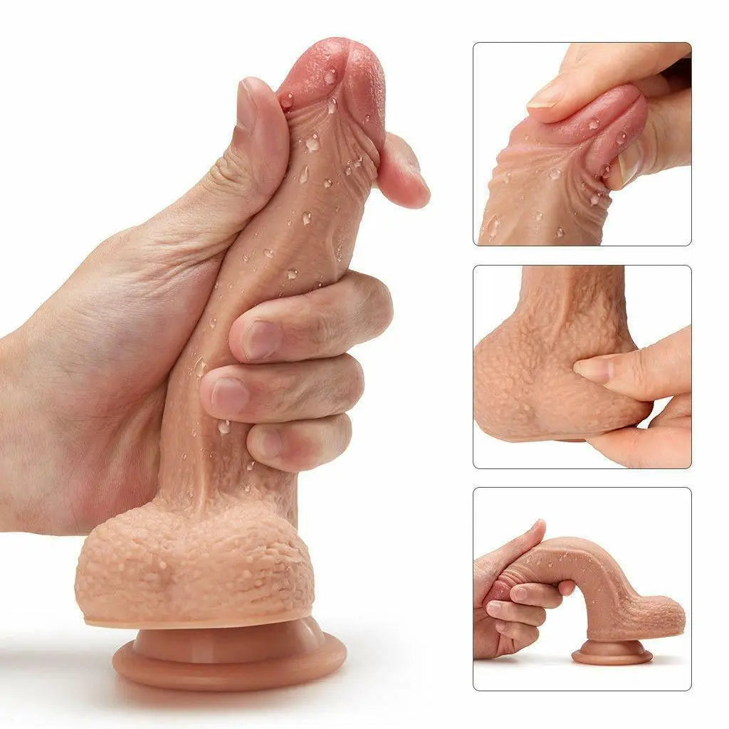 7 Inch Suction Cup G Spot Anal Dildo for Beginner, Realistic Dildos Adult Sex Toys for Hands-Free Play, Silicone Flexible Dildo Sex Toy with Strong Suction Base for Men Women Couples