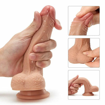 7 Inch Suction Cup G Spot Anal Dildo for Beginner, Realistic Dildos Adult Sex Toys for Hands-Free Play, Silicone Flexible Dildo Sex Toy with Strong Suction Base for Men Women Couples