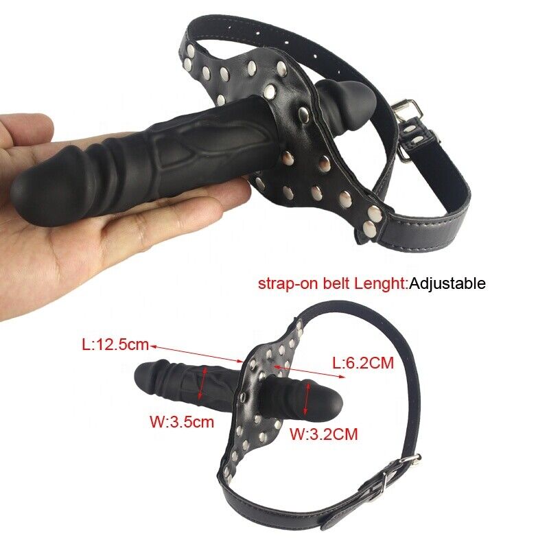 Adjustable Strap-On Harness with Silicone Dildo Adult Toy Couples Role Play Black