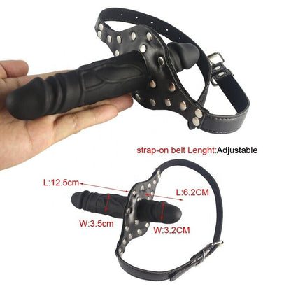 Adjustable Strap-On Harness with Silicone Dildo Adult Toy Couples Role Play Black