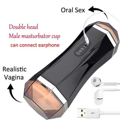 Rechargeable Male Masturbator Cup 8 Vibration Modes USB Waterproof Stroker Voice Sound