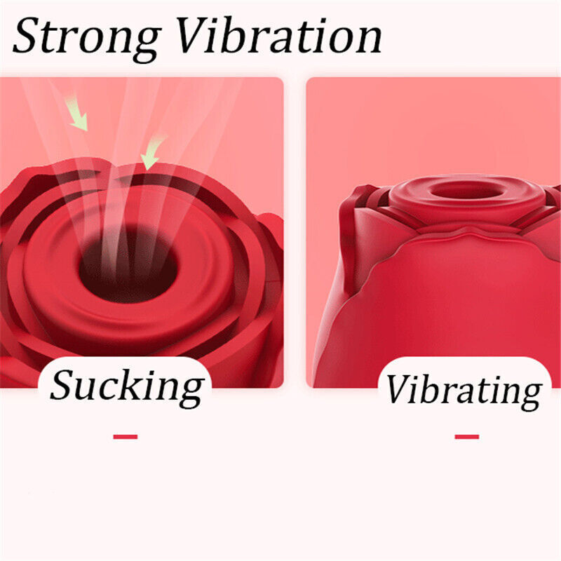 Rose Suction Vibrator Personal Massager 10 Modes Waterproof IPX7 Quiet USB Rechargeable