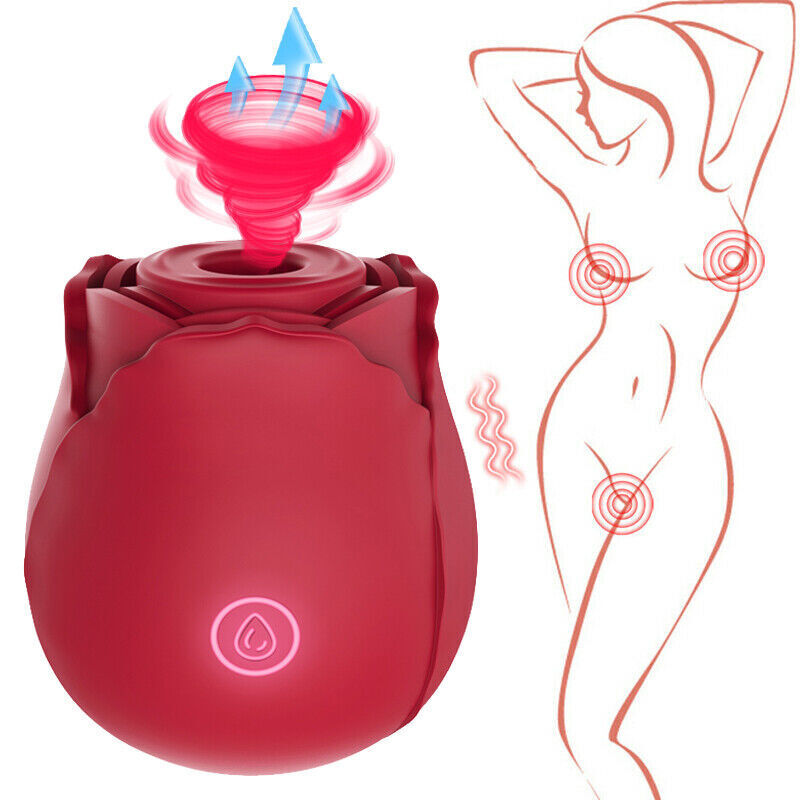 Rose Suction Vibrator Personal Massager 10 Modes Waterproof IPX7 Quiet USB Rechargeable