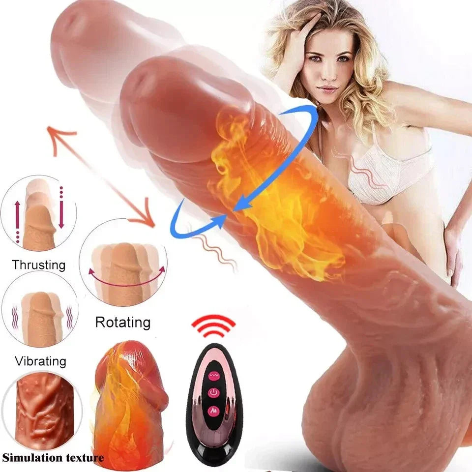 Thrusting Dildo Vibrator with Vibrating & Heating, Soft Realistic Silicone Anal Dildos for Clit G-spot Stimulation, Remote Control Dildo with Strong Suction Cup, Adult Sex Toys for Women Couple, 8.5''
