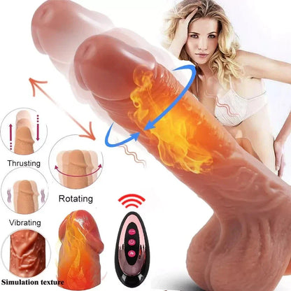 Thrusting Dildo Vibrator with Vibrating & Heating, Soft Realistic Silicone Anal Dildos for Clit G-spot Stimulation, Remote Control Dildo with Strong Suction Cup, Adult Sex Toys for Women Couple, 8.5''